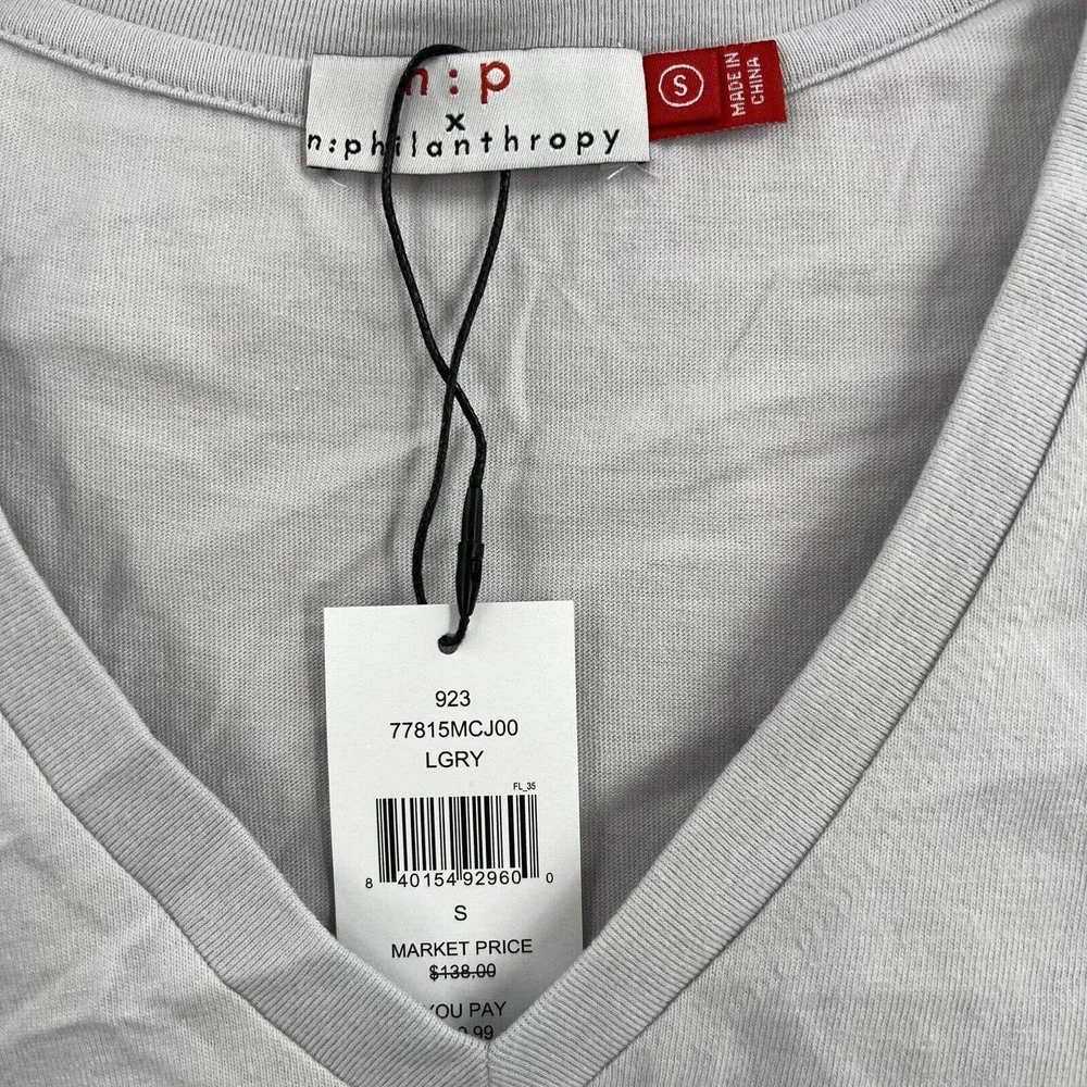 n:PHILANTHROPY Leonardo Knot Front Short Casual Shirtdress‎ Grey Small New